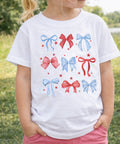 Red, White and Bow Kid Short Sleeve Shirt